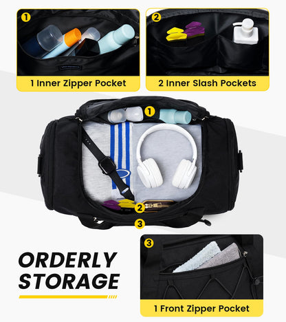 Vorspack Gym Bag for Men - 18 Inches Duffle Bag for Travel Duffel Bag with Shoe Compartment Lightweight Travel Bag for Gym Sports Overnight Weekender - Black
