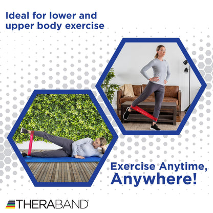 THERABAND Resistance Band Loop Set, Pack of 4, 12 Inch Band Loop Kit for Legs & Butt Workouts, Beginner to Advanced Levels for Exercise, Rehab, Physical Therapy, Stretching, & Strength Training
