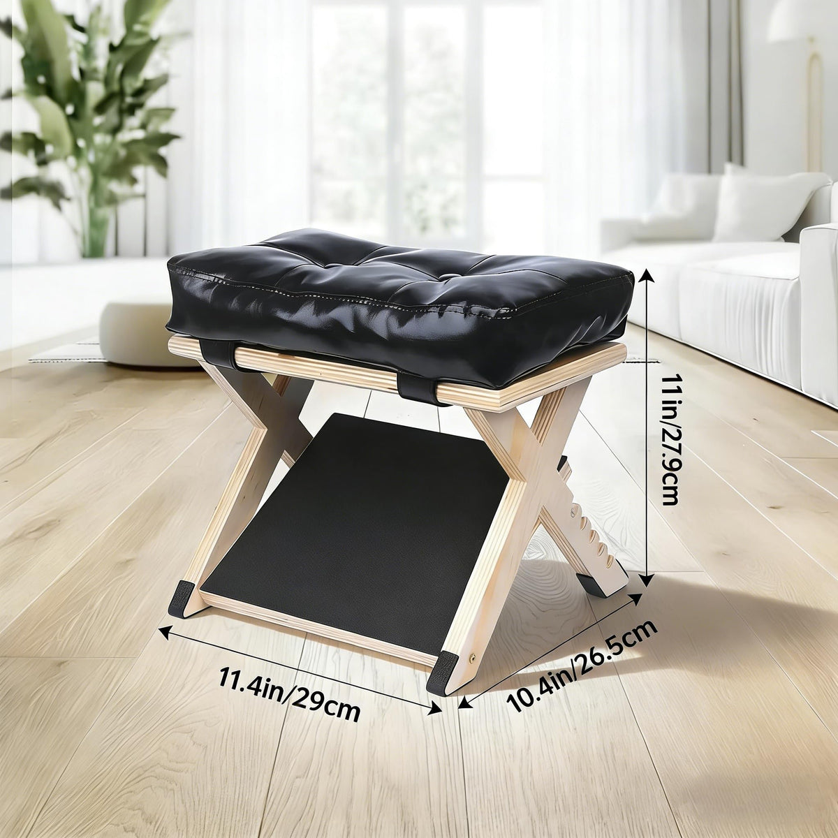 Adjustable Double Step Under Desk Footrest with 5 Height Options, Ergonomic Foot Rest Stool with Black Cushion for Office Home, Ottoman for Work and Computer Gaming Comfort.