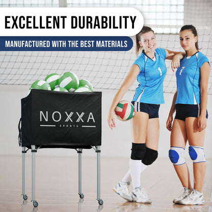 NOXXA Volleyball Cart with Wheels - Portable Volleyball Ball Cart Bag on Wheels, Collapsible Sports Ball Equipment Storage Cart for Volleybal, Indoor and Outdoor.