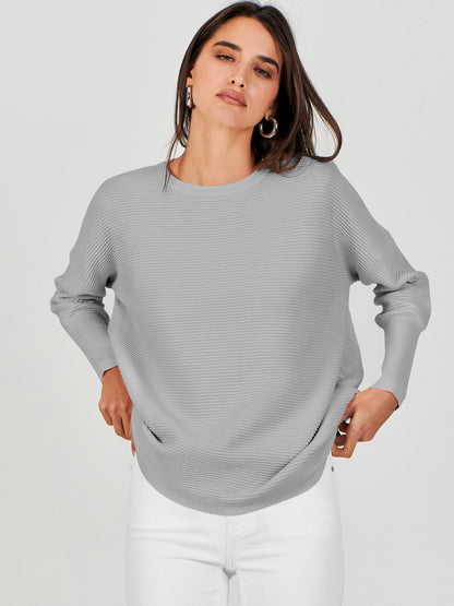 ANRABESS Womens Oversized Batwing Long Sleeve Ribbed Knit Sweaters 2025 Fall Outfits