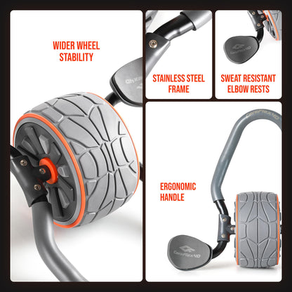 Fitness Hardware CoreFlex4D Ab Roller Wheel with Elbow Support – Dynamic 4D Core Workout Equipment for Abs, Obliques & Stability – Heavy Duty Home Gym Ab Machine for Strength Training & Full Body Fitness