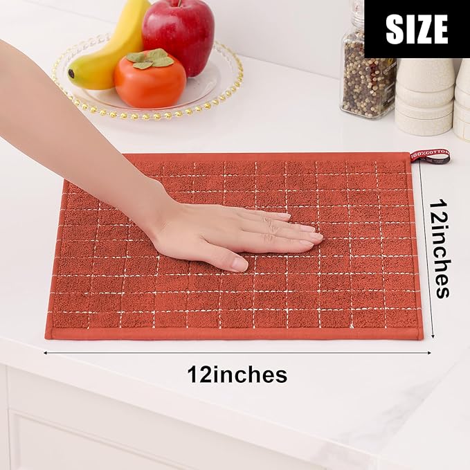 Homaxy 100% Cotton Terry Kitchen Dish Cloths, Ultra Soft and Absorbent Dish