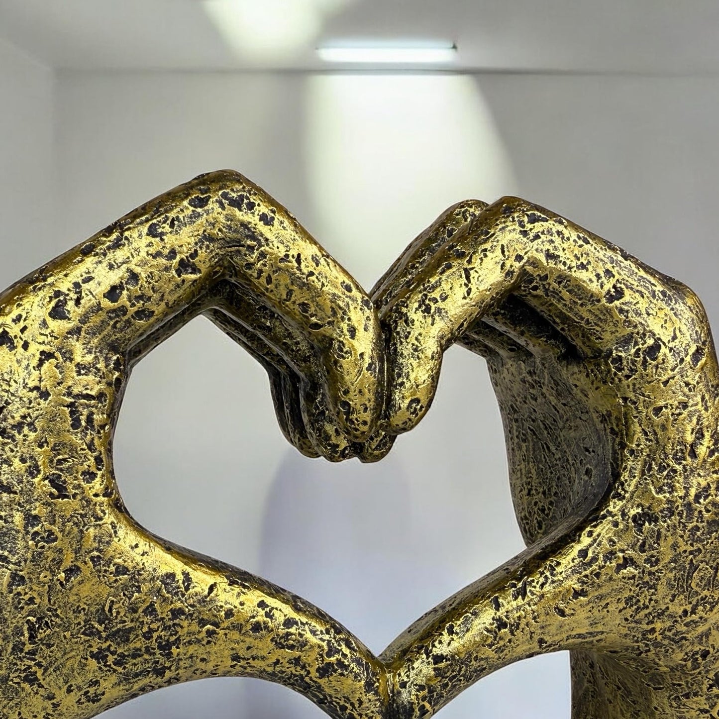 Top Brass Large Rustic Heart Hands Sculpture, 9 3/4” Resin Love Statue – Romantic Decor Accent for Shelf or Mantel – Perfect for Wedding, Valentine's Day or Anniversary (Weathered Bronze)