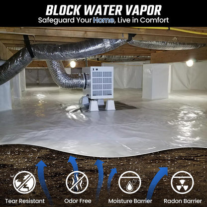 Crawl Space Vapor Barrier - 10 Mil Vapor Barrier - (12' x 100'), Tear Resistant, Heavy Duty Vapor Barrier Plastic, Drop Cloth Moisture Barrier Plastic Sheeting Covering for Crawlspace Encapsulation