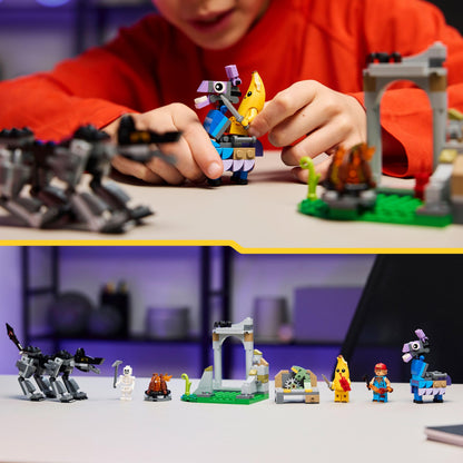 LEGO Fortnite Peely & Sparkplug’s Camp Toy - incl. Wolf & Supply Llama Figures plus 3 Minifigures & a Campfire - Gaming Gift for 7+ Year Old Boys, Girls & Fans - 77075