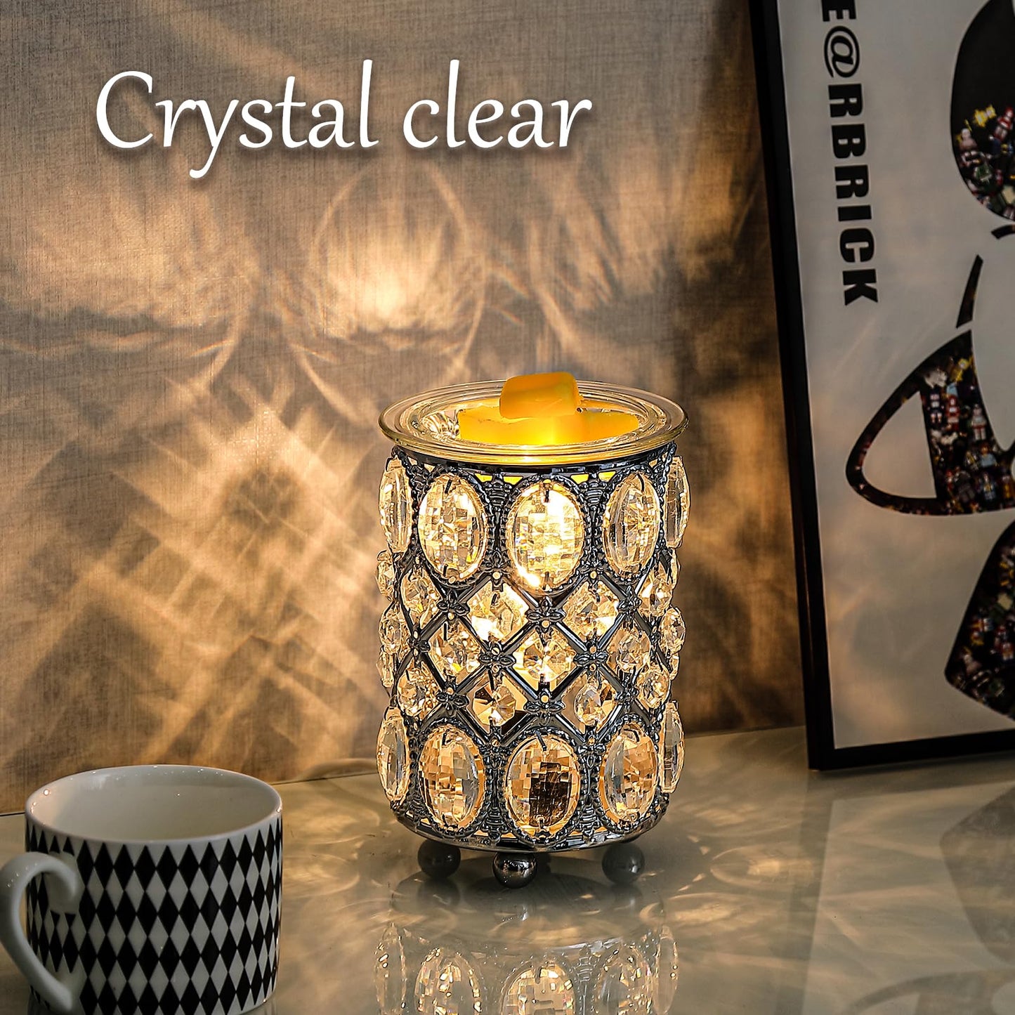Leyoue Wax Warmer Wrought Iron Crystal Wax Melt Warmer Electric Oil Burner Wax Melt for Gifts & Decor, Home, Office, SPA,Bedroom