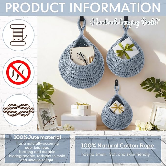 Honeydak Boho Decor Hanging Wall Baskets