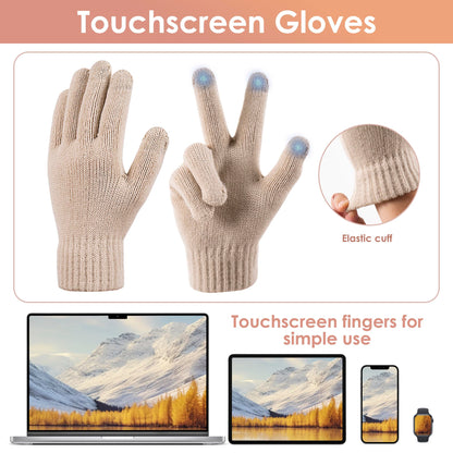 Winter Beanie Hat Gloves Set for Women Fleece Lined PomPom Hat Touchscreen Gloves