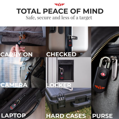 Keyless TSA Approved Luggage Locks with Lifetime Card Keys & No Combo to Forget (2 Pack)