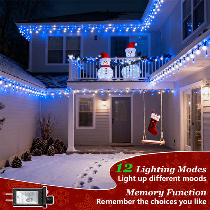 300 LED Blue White Birthday Party Decorations Ocean Party Decor String Lights with 12 Modes Timer Dimmable, Green Wire Connectable Christmas Tree Lights, 75FT Fairy Lights for Bedroom, Outside, Xmas