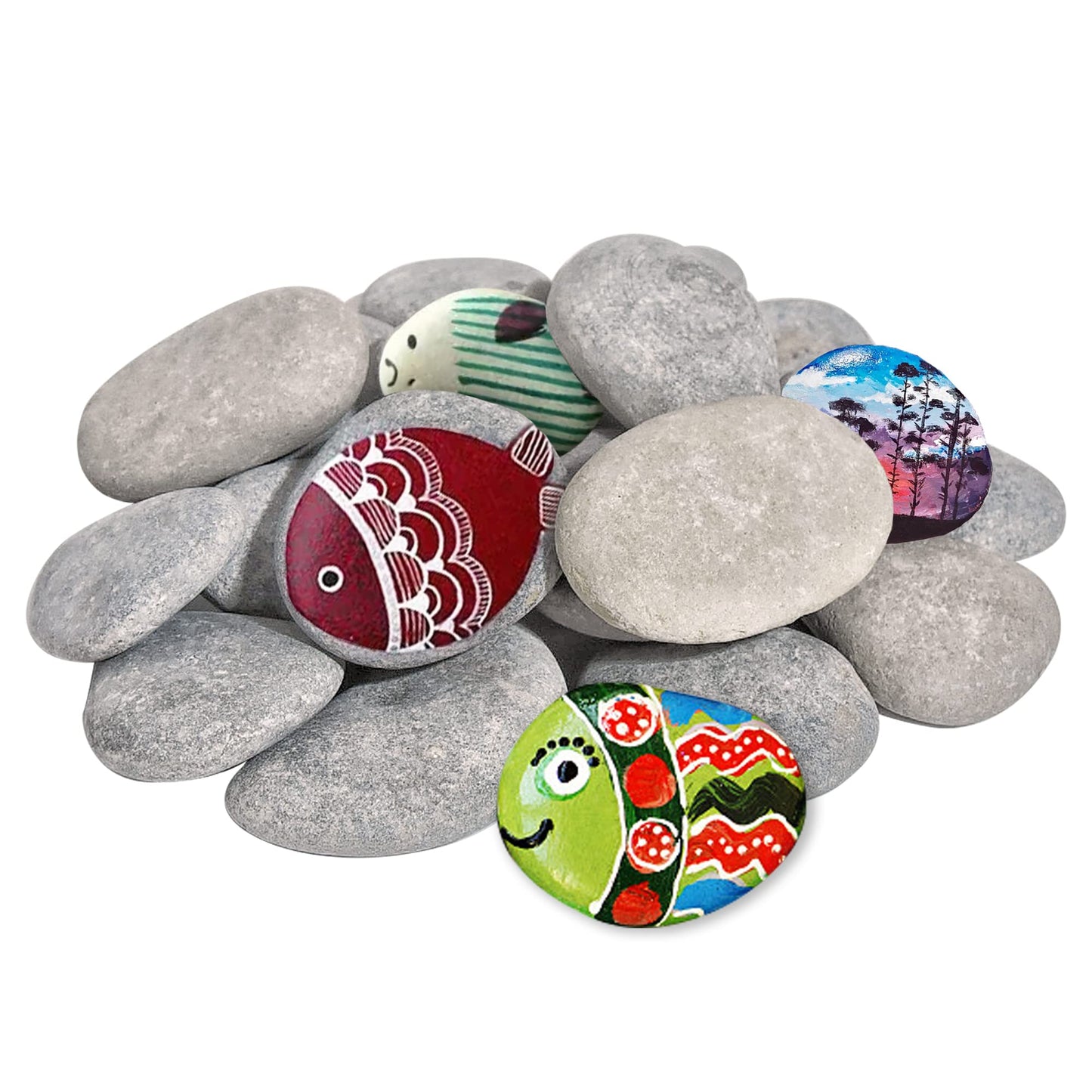DALTACK 30 Pcs Large Rocks for Painting, Natural Flat River Rocks, 2-3 Inch Smooth Stones for DIY Crafts, Kindness Rocks, Home Decor and Handmade Gifts