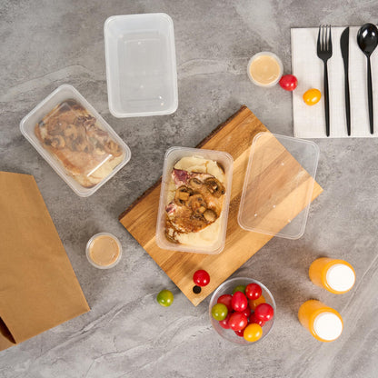 Restaurantware Plastic Containers 300 Pack of 34 oz with Lid Rectangular Clear Food Storage Containers Microwavable Stackable Lightweight Meal Prep Boxes for Take Out