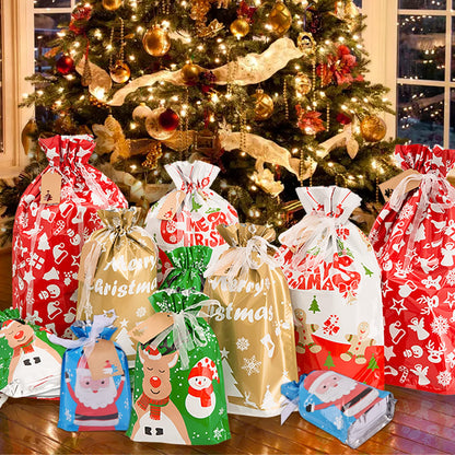 YALTOON 40pcs Drawstrings Christmas Gift Bags Assorted Sizes, Christmas Bags for Gifts Wrapping, Holiday Presents