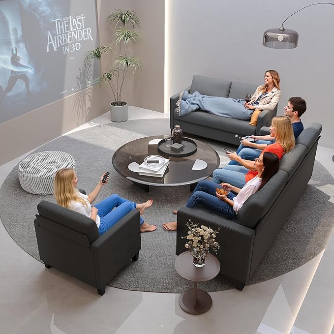 STHOUYN Comfy Loveseat Sofa Small Grey Couch, Small Love Seat Bedroom, Mid