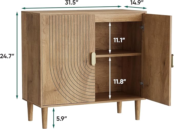 Smuxee Oak Sideboard Cabinet, Freestanding Buffet Cabinet