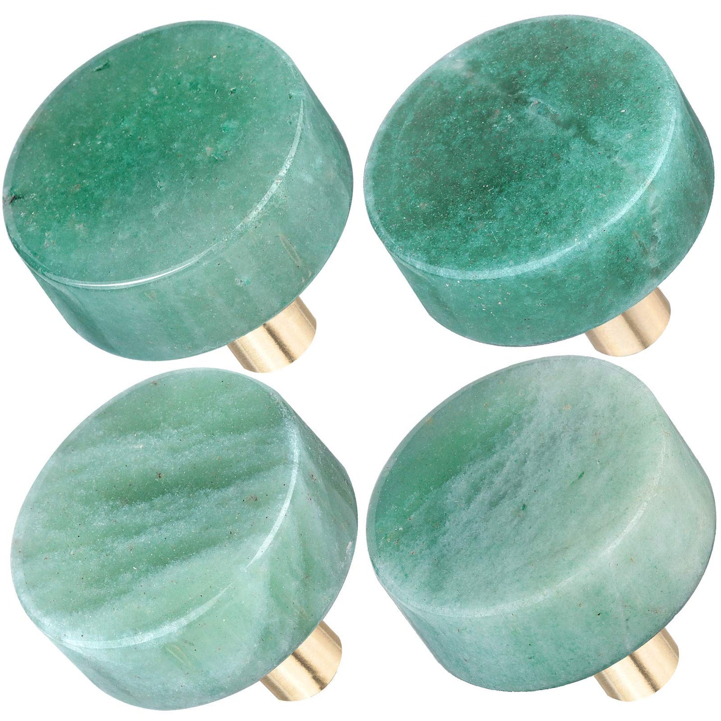 Rockcloud Pack of 2 Natural Crystal Stone Green Aventurine Stone Drawer Knobs Pull Handle Cupboard Dresser Door Pull with Screws Home Decorative Furniture Hardware