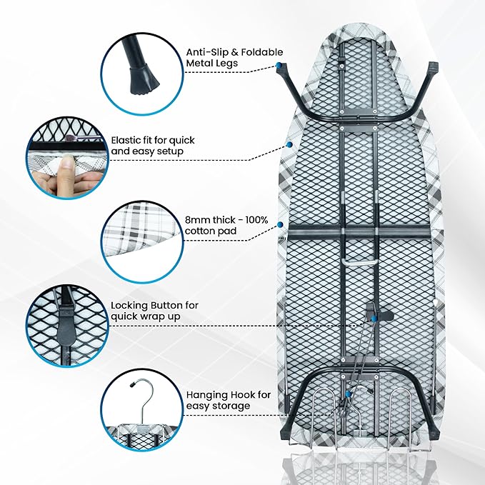 Metal Mesh Panel Tabletop Ironing Board | Foldable Iron Board | Heavy Duty