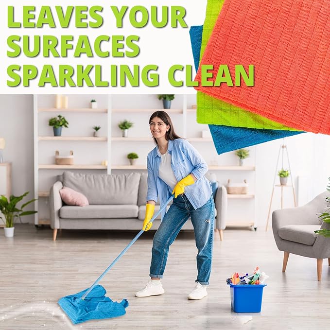 HELOMOR 3 Extra Large Microfiber Cleaning Cloths, Reusable Multi-Purpose