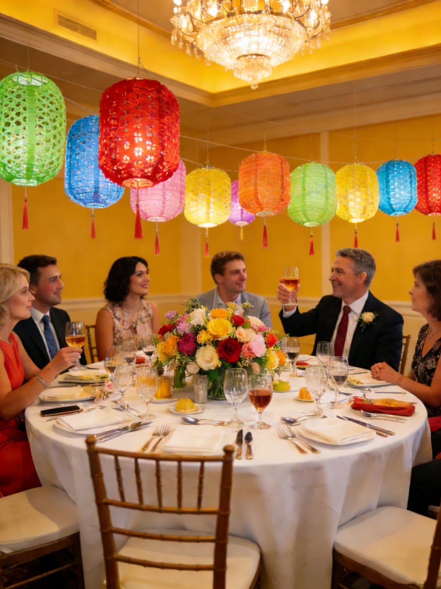 5PCS Paper Lanterns with LED Lights,Cute 6 Inch Lantern Vibrant Hanging Paper Lanterns Lamp with Sticks for Lunar New Year Spring Ceremony Wedding,Mid-Autumn Party Decoration