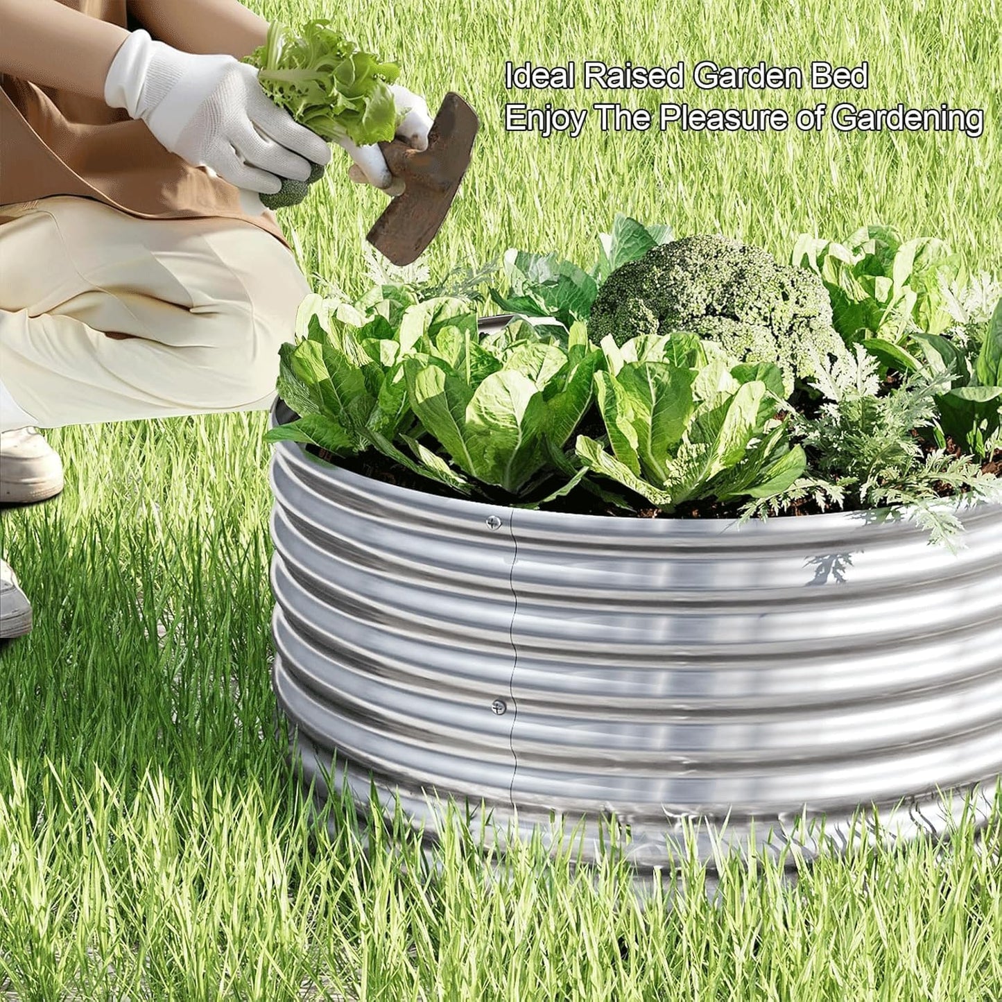 CATMANOR 4 Pack 3x3FT Round Corrugated Galvanized Steel Raised Garden Bed Outdoor, Metal Above Ground Garden Bed for Vegetables and Flowers, Raised Beds for Gardening-3x3FTx10Inch