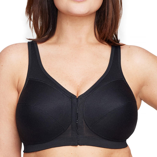 Glamorise Full Figure Plus Size MagicLift Front-Closure Posture Back Bra Wirefree #1265 Black 36C