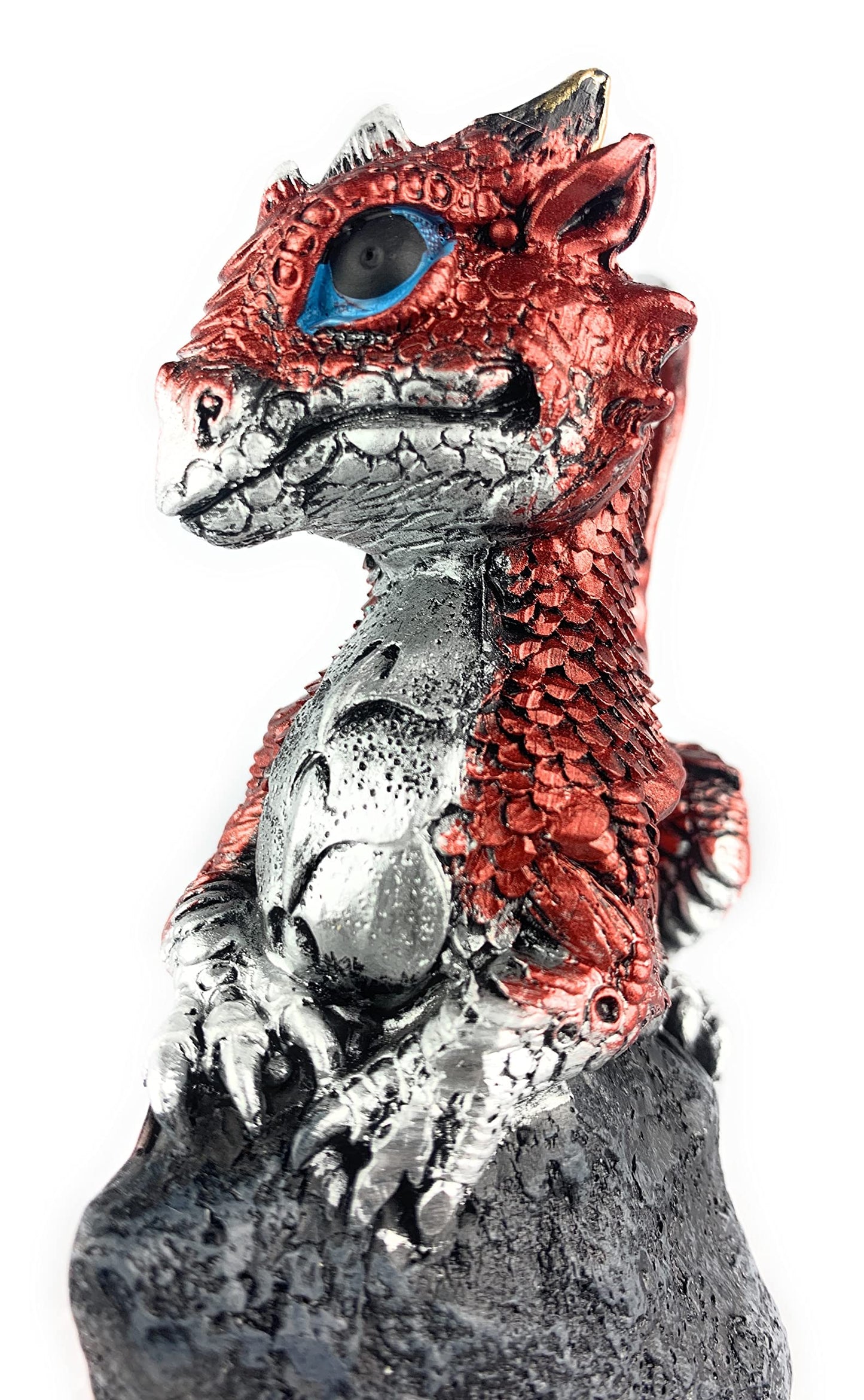 Ain’t It Nice Dragon Statue Medieval Baby Dragon with Crystal Egg Nest Decorative Figurine Geode Sparkling Crystal Cave Dragon Figurine Collectible Fantasy, Red 4(L) 2(W) 5(H) inches