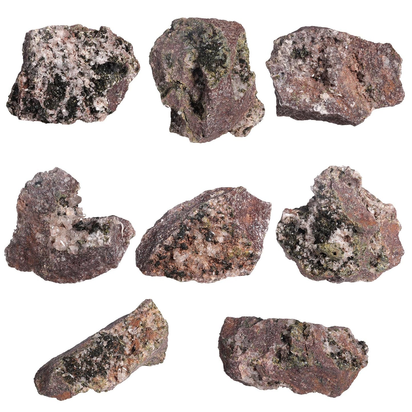 SUNYIK Natural Epidote Stone Geode Cluster, Rough Raw Crystal Rocks Mineral Specimen for Reiki Healing Home Decoration, 500-599g