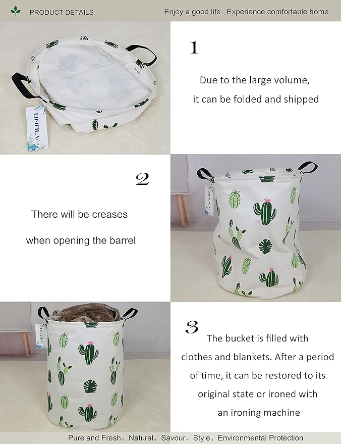 Round Fabric Storage Bin, Decorative Basket, Organizer Basket