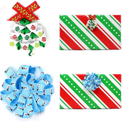 Joiedomi 18Pcs Christmas Ribbons, 90 Yard Grosgrain Satin Fabric Ribbons for Christmas Box Wrapping, Hair Bow Clips, Gift Bows, Craft, Sewing, Wedding (18PCS One-Size)