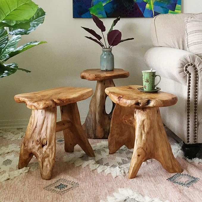 MISC Cedar Roots Natural Flower Stand Reclaimed Woods End Table Finish Wood
