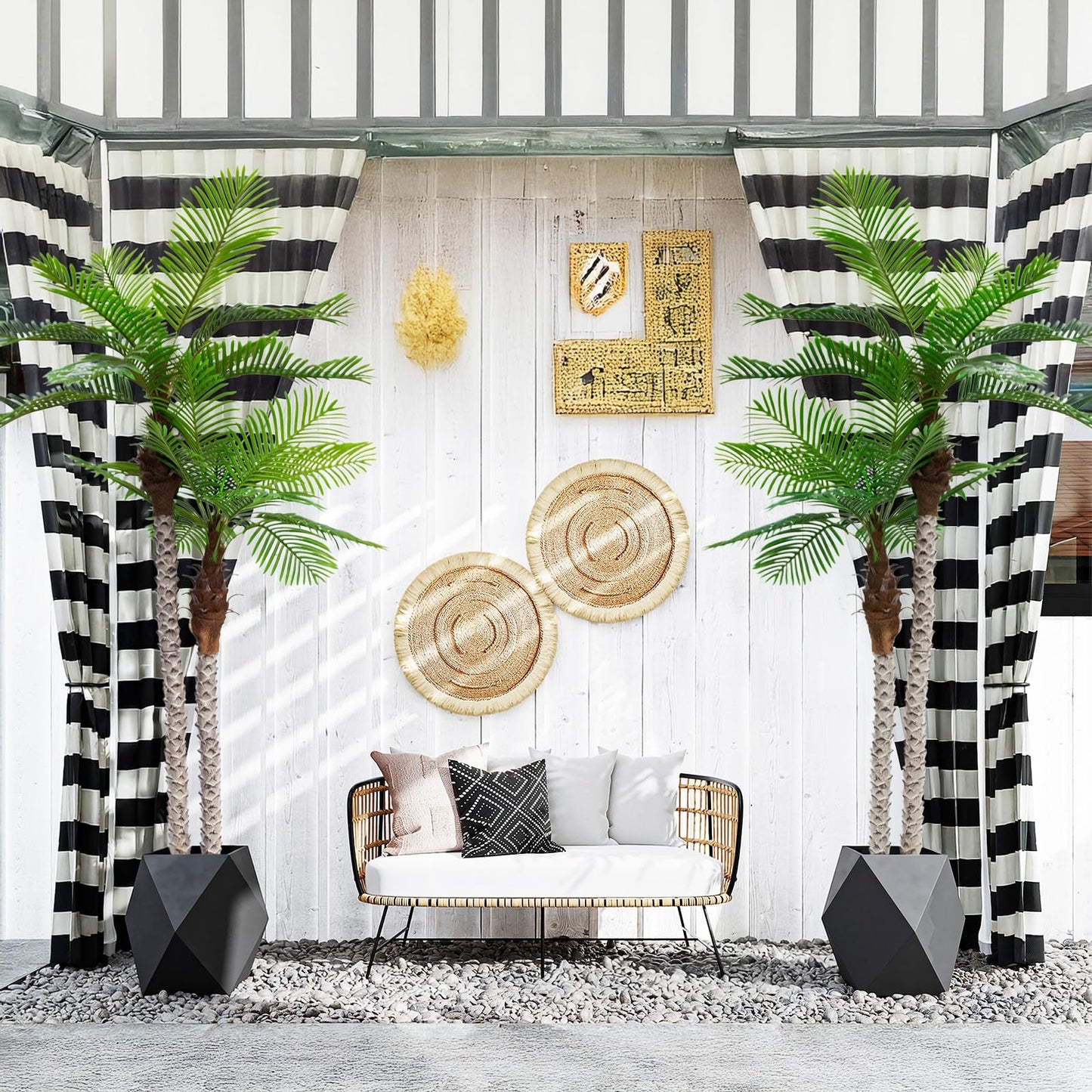 Haispring 8FT Artificial Palm Tree with Realistic Bark & Leaves, UV Resistant Faux Indoor Outdoor Palm Plant for Home, Office, Yard, Patio, and Living Room Decor (96 Inches)