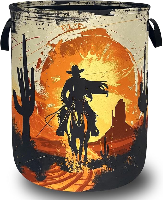 Personalise Western Cowboy Laundry Basket Oxford Cloth Desert Horse Laundry