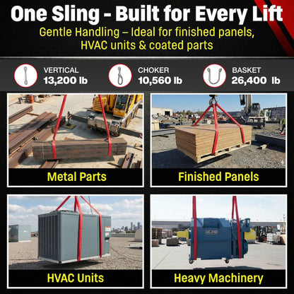 Chenango Supply VR5 Red Round Sling, 10 ft – USA Made, 13,200 lb Vertical, 10,560 lb Choker, 26,400 lb Basket – Double-Ply Cover Endless Poly Rigging Sling for Lifting & Material Handling (10 FT)
