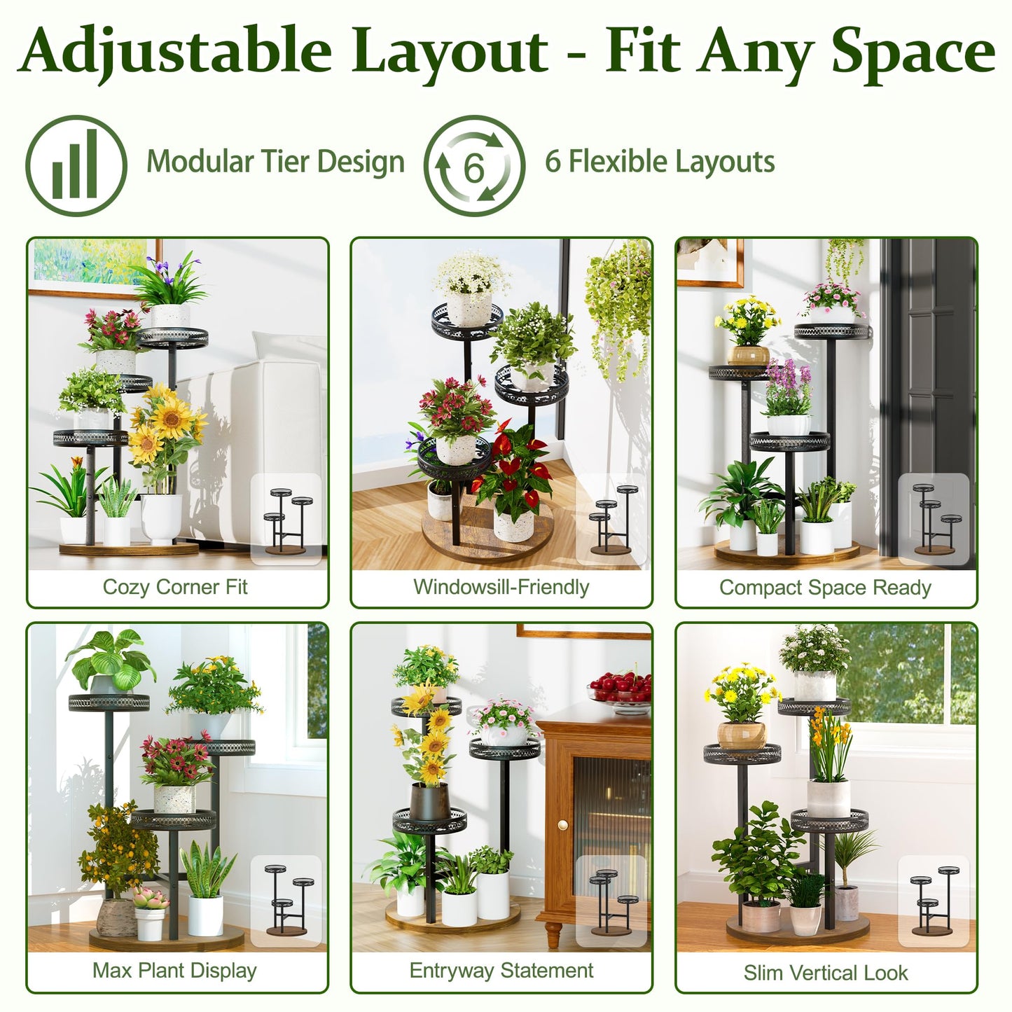 NQW Plant Stand Indoor Outdoor 3 Tier Corner Metal Plant Shelf Tiered Flower Pot Stands for Garden Balcony Living Room