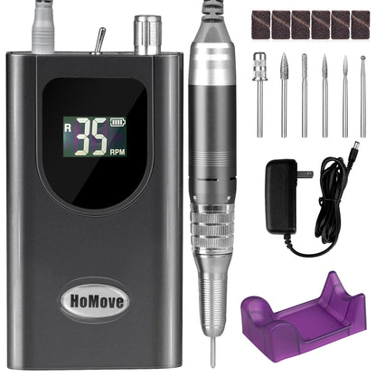35000RPM Portable Nail Drill Machine, HoMove Professional Nail Drill Machine, Rechargeable Electric Efile Nail Drills for Acrylic Gel Nails, Cordless Portable Nails Drill【Rose Gold】