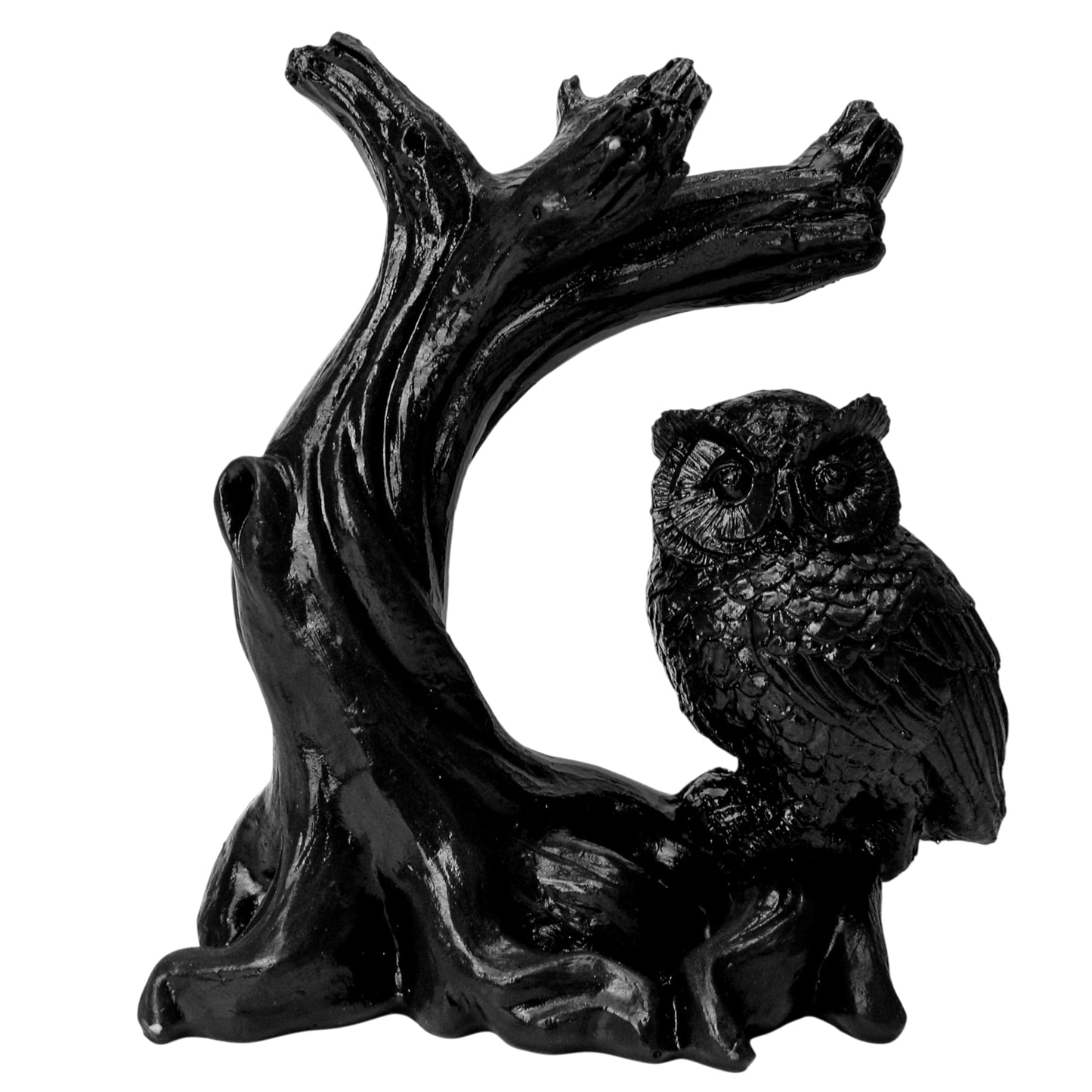 KH866 Owl Sphere Holder Crystal Stand Ball Resin Display – 4.92''x4.06'' Natural Quartz Wood Base Figurine, Stable Desktop Decoration for Bedroom, Office, Living Room, Study – Crystal Ball Decor Gift