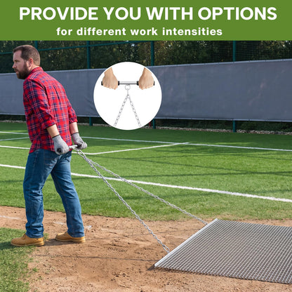 Otoolling Heavy Duty Drag Mat, Baseball Field Drag ATV/UTV Zinc Plated Field Surface Leveling Steel Mesh Infield Multi Surface Mat for Driveway Farm Garden Baseball Football(4'5'' X 5')