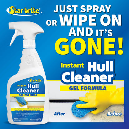 STAR BRITE Instant Hull Cleaner - 32 Oz Gel Spray - Easily Remove Stains, Scum Lines & Grime on Boat Hulls, Fiberglass, Plastic & Painted Surfaces (096132)
