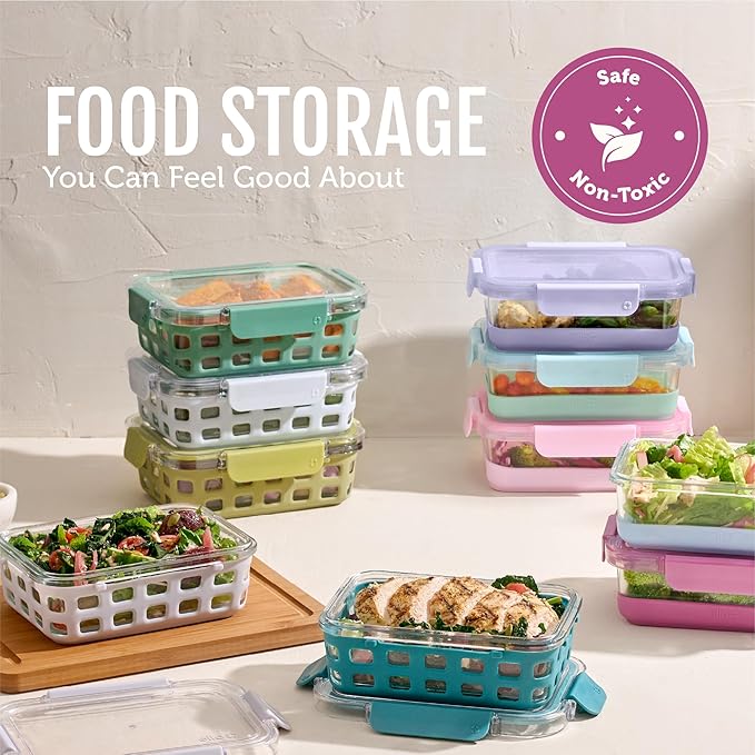 Ello Duraglass 3.4 Cup Meal Prep Sets 10Pc, 5 Pack Set- Glass Food Storage