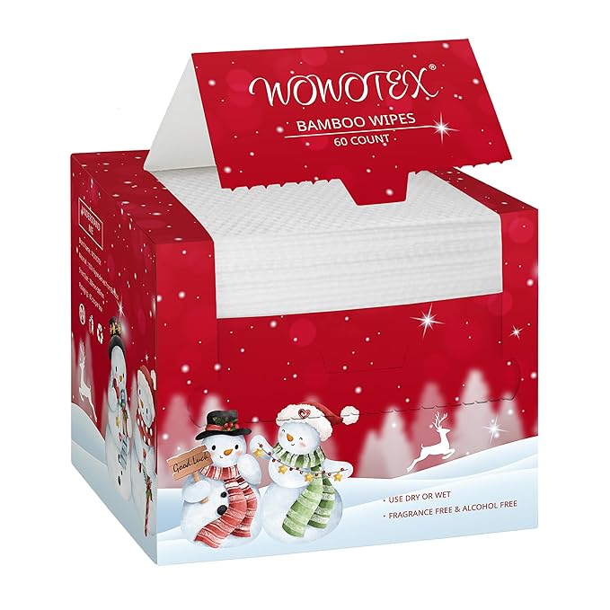 Christmas Style WOWOTEX Disposable Face Towel Biodegradable Large Dry Face