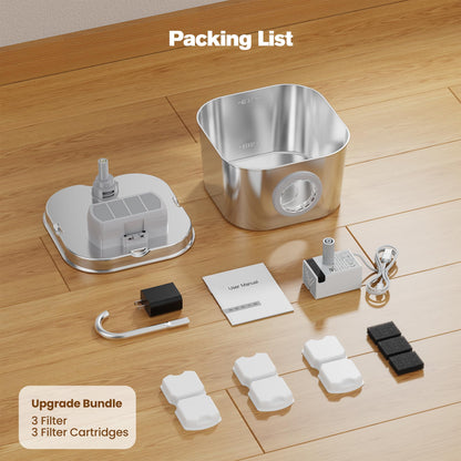 Cat Water Fountain Stainless Steel: Pet Fountains for Cats/Dog Indoor Automatic Waterer Bowls for Drinking Small Animal Water Dispenser Metal Pets Watering Faucet Bottle Auto Kitty Watering Supplies