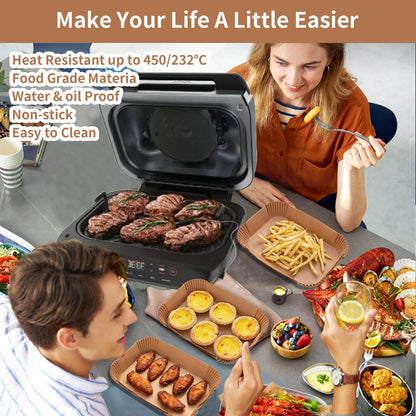 Air Fryer Disposable Paper Liner, 100PCS Food Grade Parchment Liners for Ninja DZ201,Ninja Foodi Dual Air Fryer Accessories Baking Paper (9 * 6, Natural)
