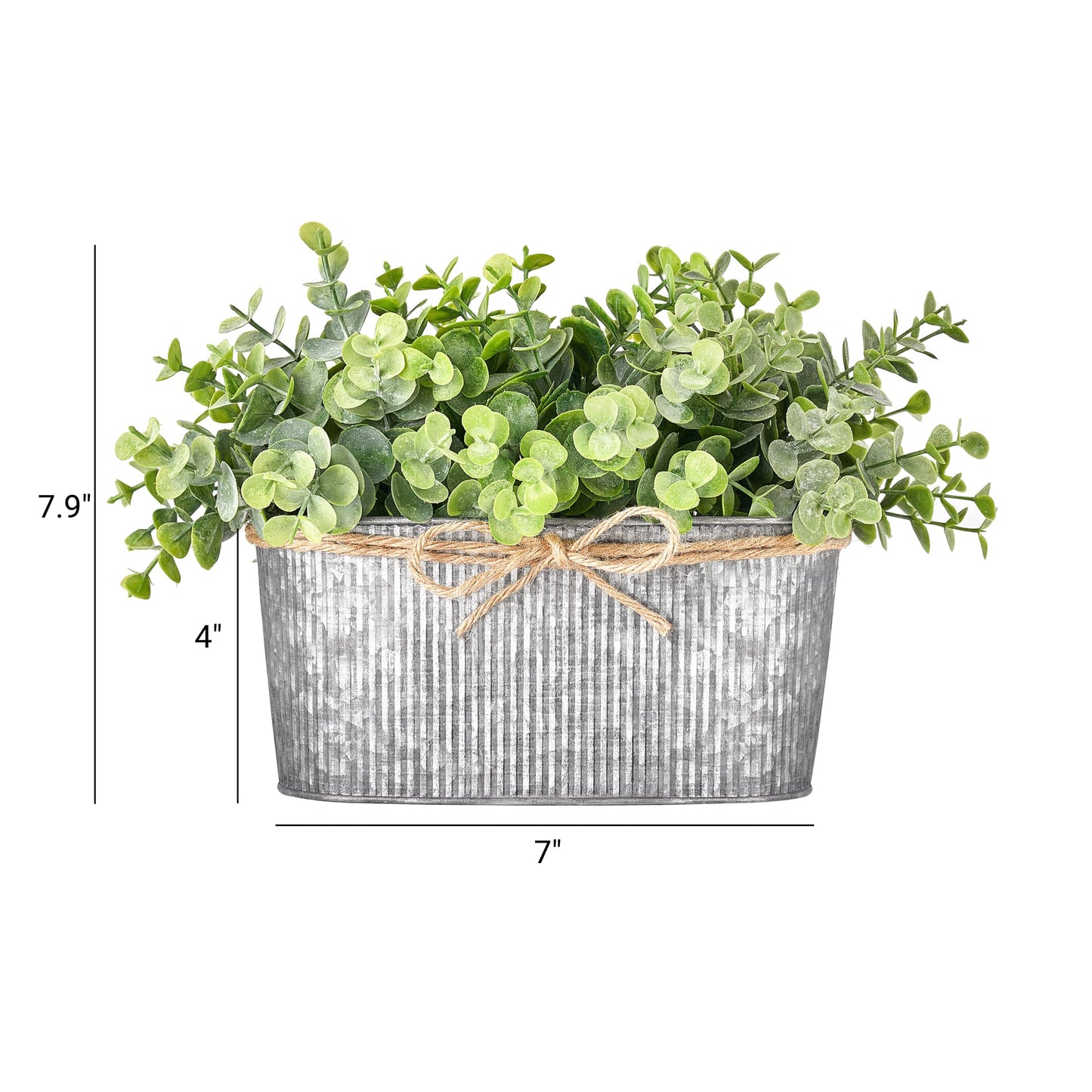 Dahey Artificial Eucalyptus Faux Plants Indoor for Farmhouse Home Decor Fake Potted Plants in Rustic Rectangular Pots Table Centerpiece for Office Bath Living Room Greenery Decor, 7" L x 4" H