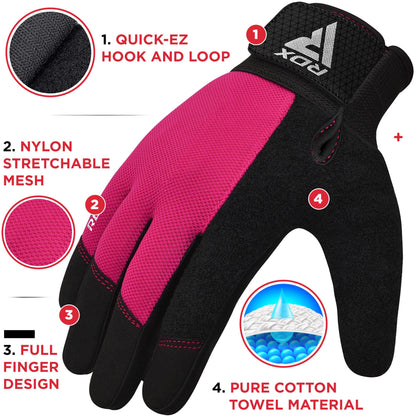 RDX Weight Lifting Gloves Gym Workout, Full Finger Touch Screen, Breathable Anti Slip Padded Palm Protection, Fitness Strength Training Powerlifting HIIT WOD Exercise, Men Women Home Gym Cycling
