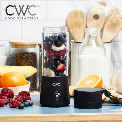 COOK WITH COLOR Mini Portable Blender - 250W Power, 12oz Capacity, Stainless Steel Blade, Wireless/USB Rechargeable, Grey