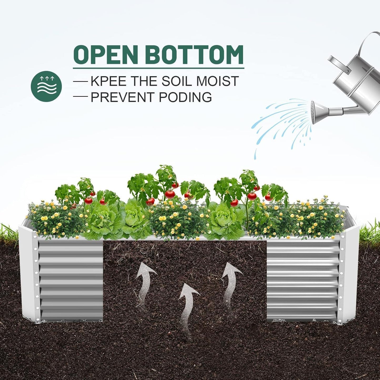 Land Guard 2 Pack 8×4×2ft Galvanized Raised Garden Bed Kit, Galvanized Planter Raised Garden Boxes Outdoor, Large Metal Raised Garden Beds for Vegetables (Silver)