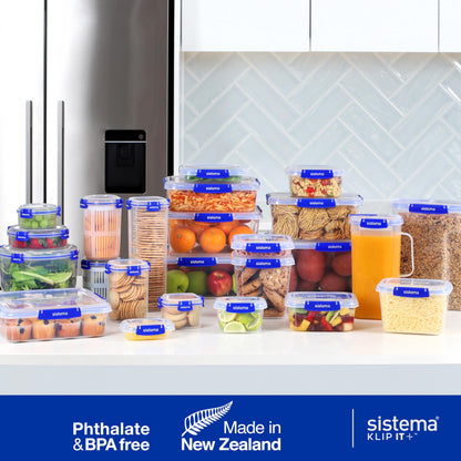 Sistema KLIP IT PLUS Leakproof Food Storage Containers | 1 L | Airtight, Stackable & Nestable Meal Prep Containers with Lids | School Lunch Boxes | 3 Count
