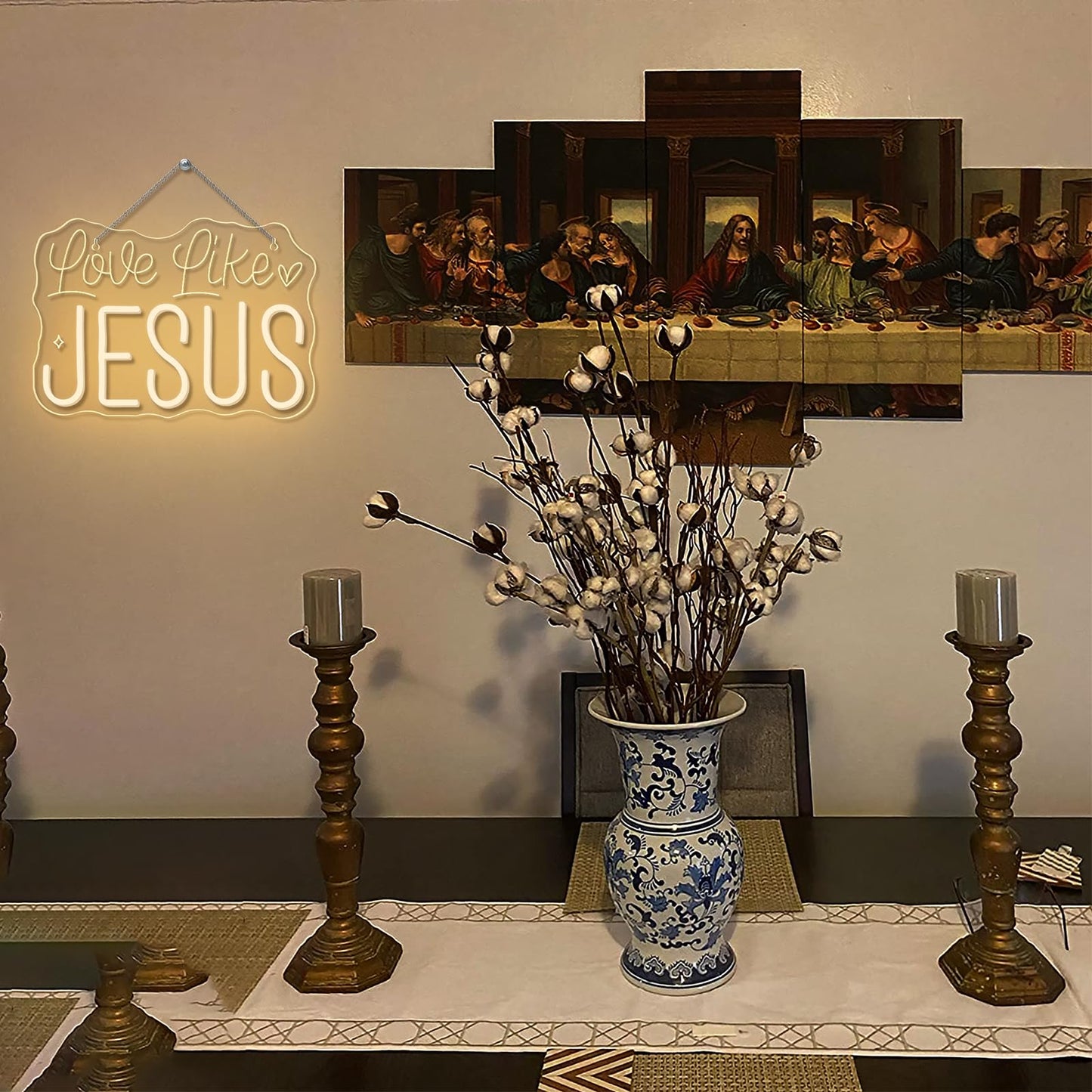 Horseneon Love Like JESUS Neon Sign - Scripture LED Wall Decor for Churches, Home Altars & Christian Gifts, USB-Powered Adjustable Brightness, Faith-Based Lighting