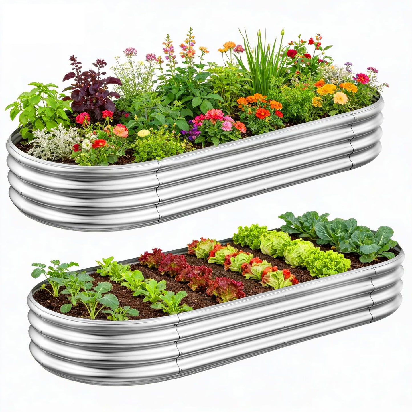 2-Pack Metal Raised Garden Bed, 4x2x1ft Galvanized Planter Box for Outdoor Vegetables & Flowers, Corrosion-Resistant Raised Garden Beds Outdoor with Open-Bottom Design, Lead-Free Herb Garden Planter